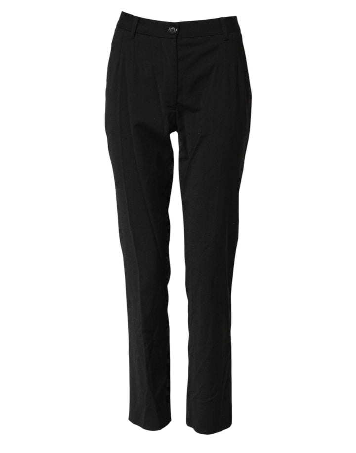 Dolce & Gabbana Black STAFF Mid Waist Tapered Pants - RIMODA