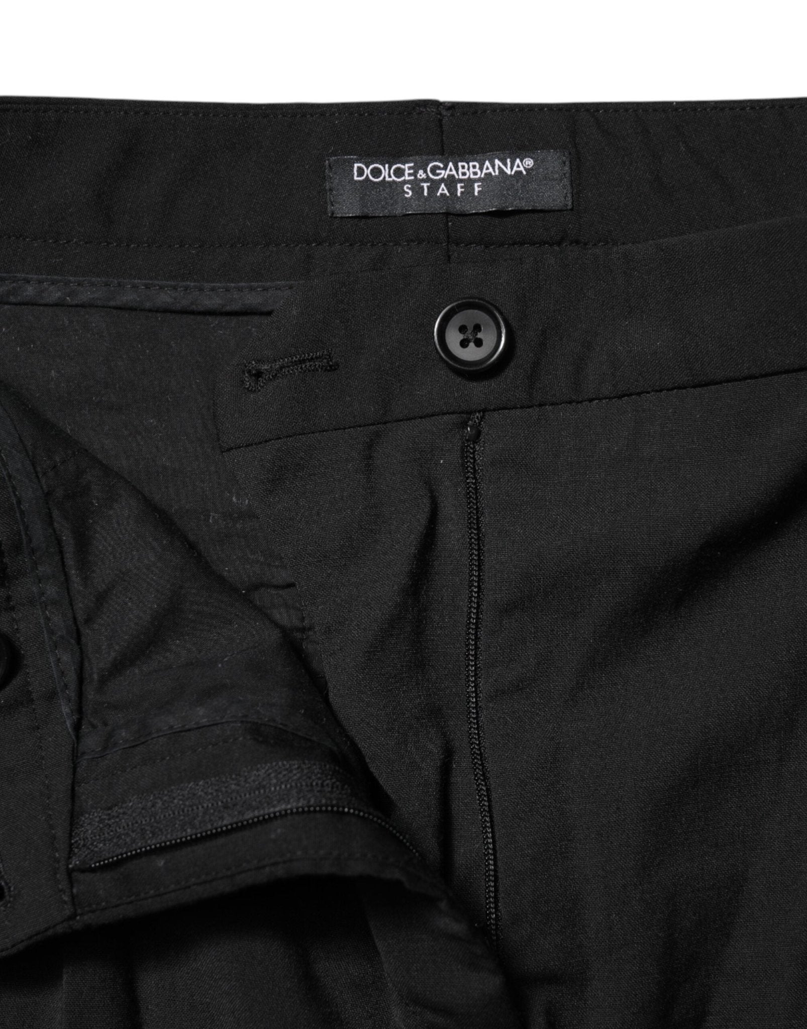 Dolce & Gabbana Black STAFF Mid Waist Tapered Pants - RIMODA