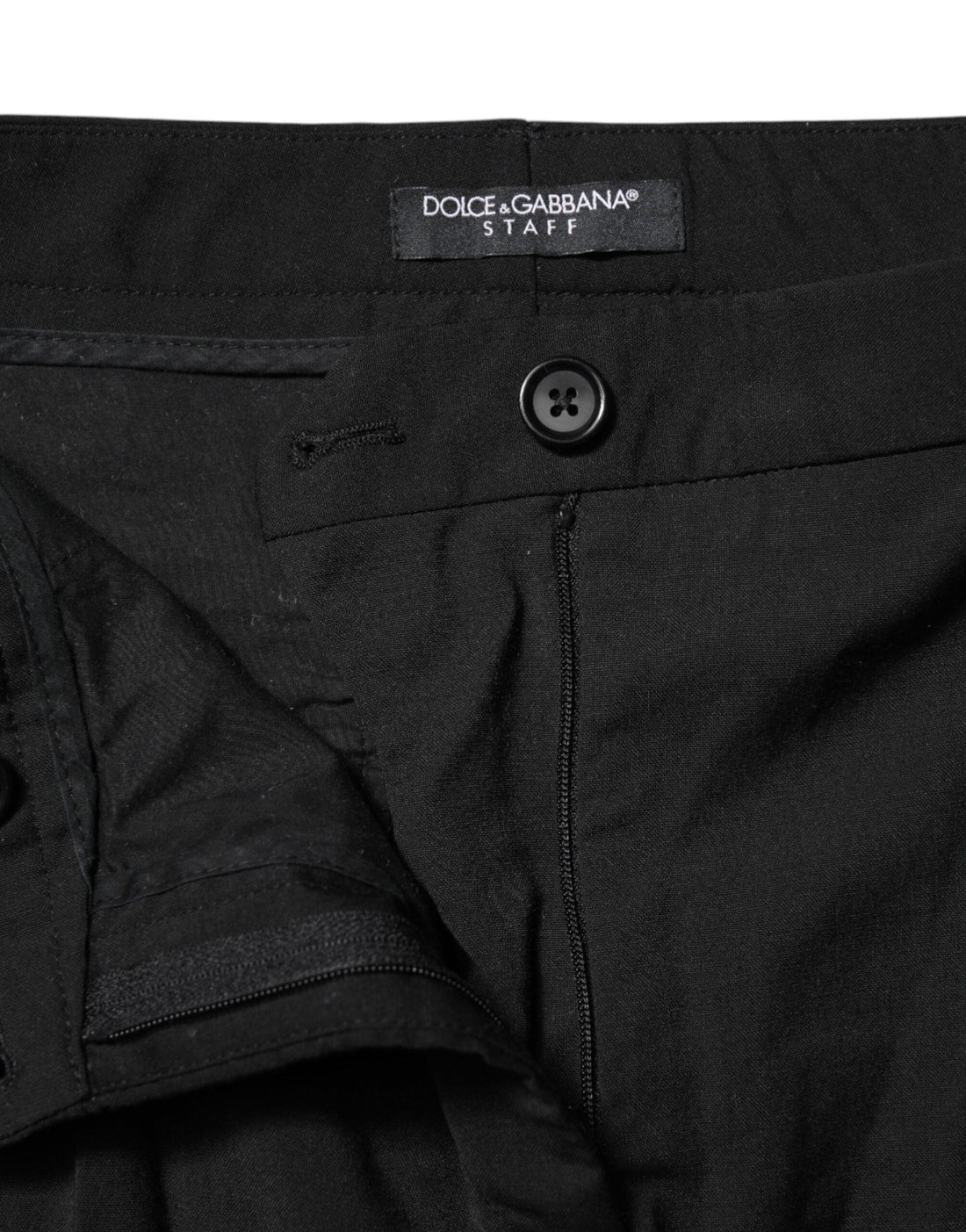 Dolce & Gabbana Black STAFF Mid Waist Tapered Pants - RIMODA