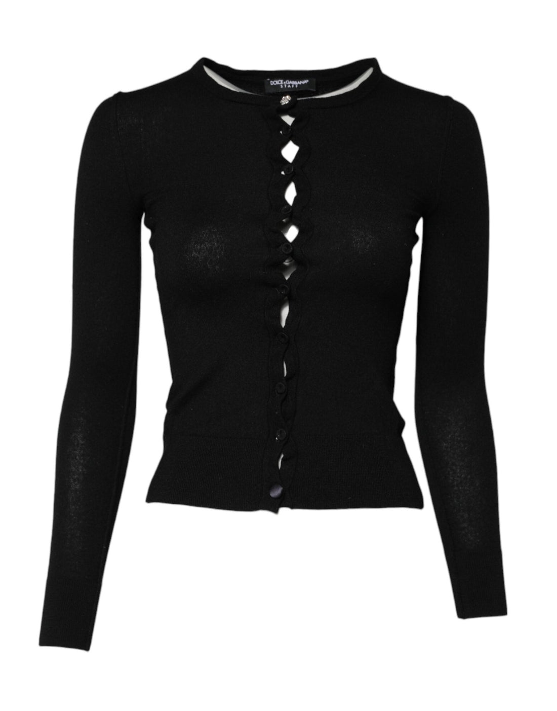 Dolce & Gabbana Black STAFF Round Neck Cardigan Sweater - RIMODA