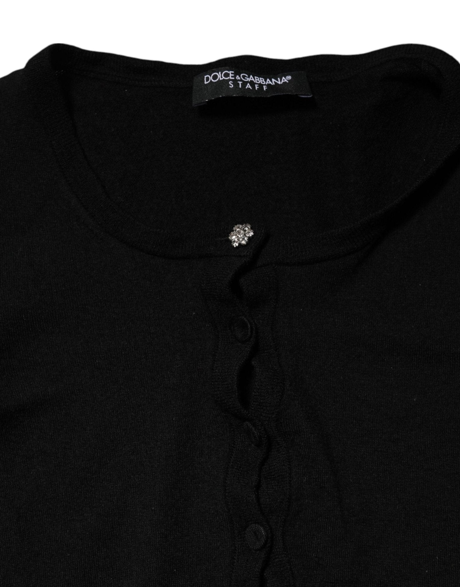 Dolce & Gabbana Black STAFF Round Neck Cardigan Sweater - RIMODA