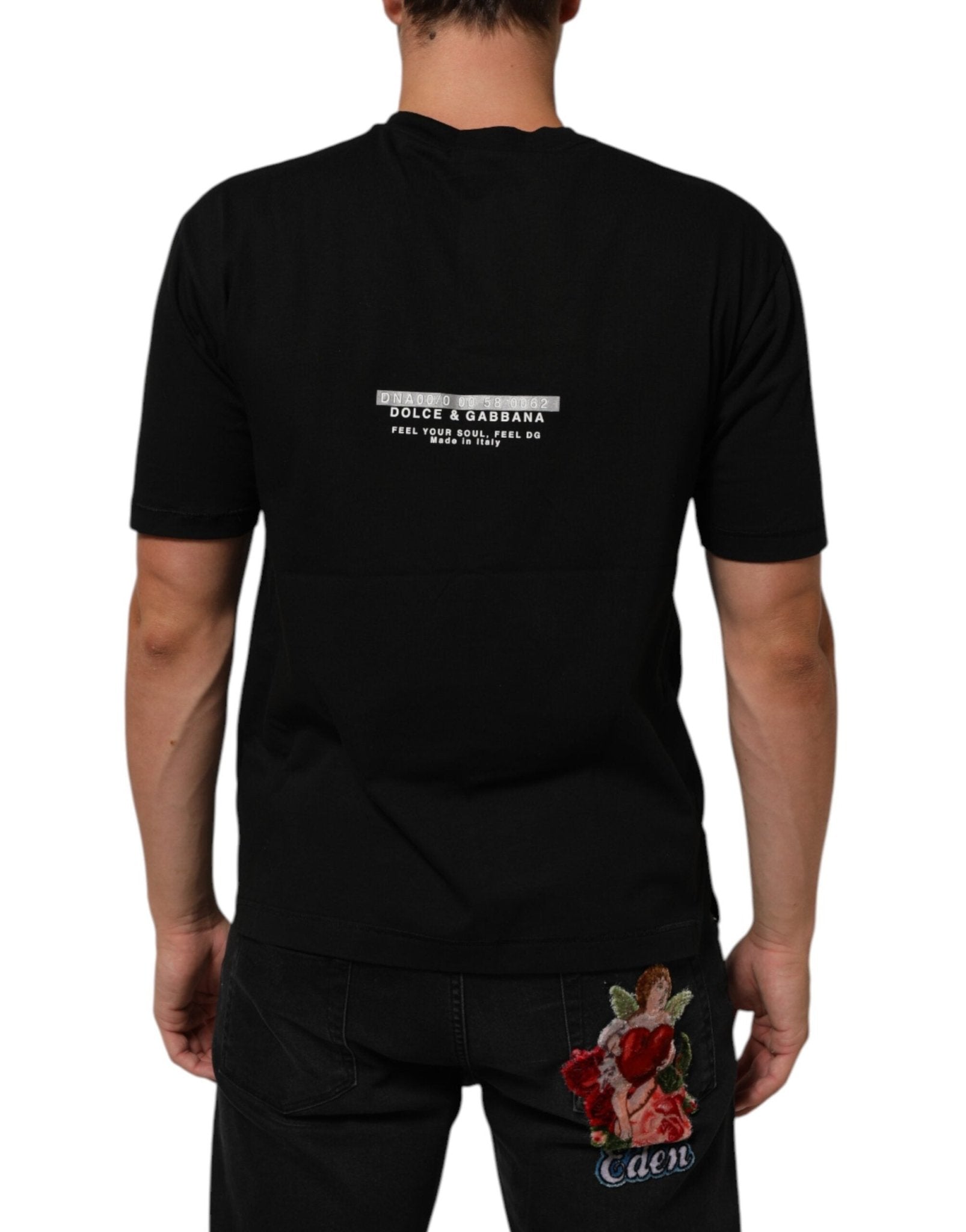 Dolce & Gabbana Black Statement Cotton Men Crew Neck T-shirt - RIMODA