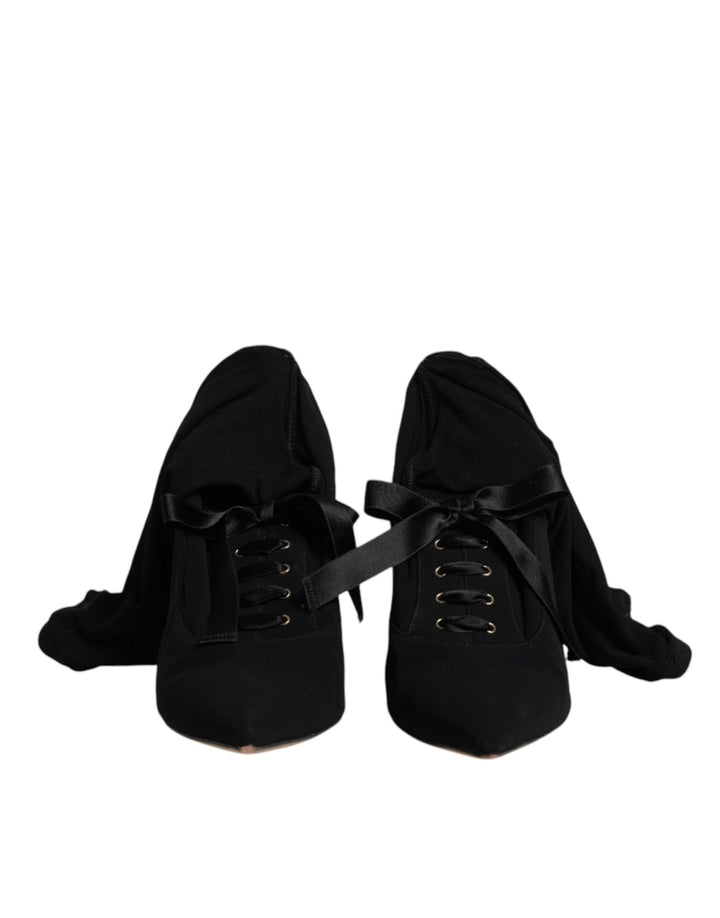 Dolce & Gabbana Black Stiletto Heels Mid Calf Boots Shoes - RIMODA