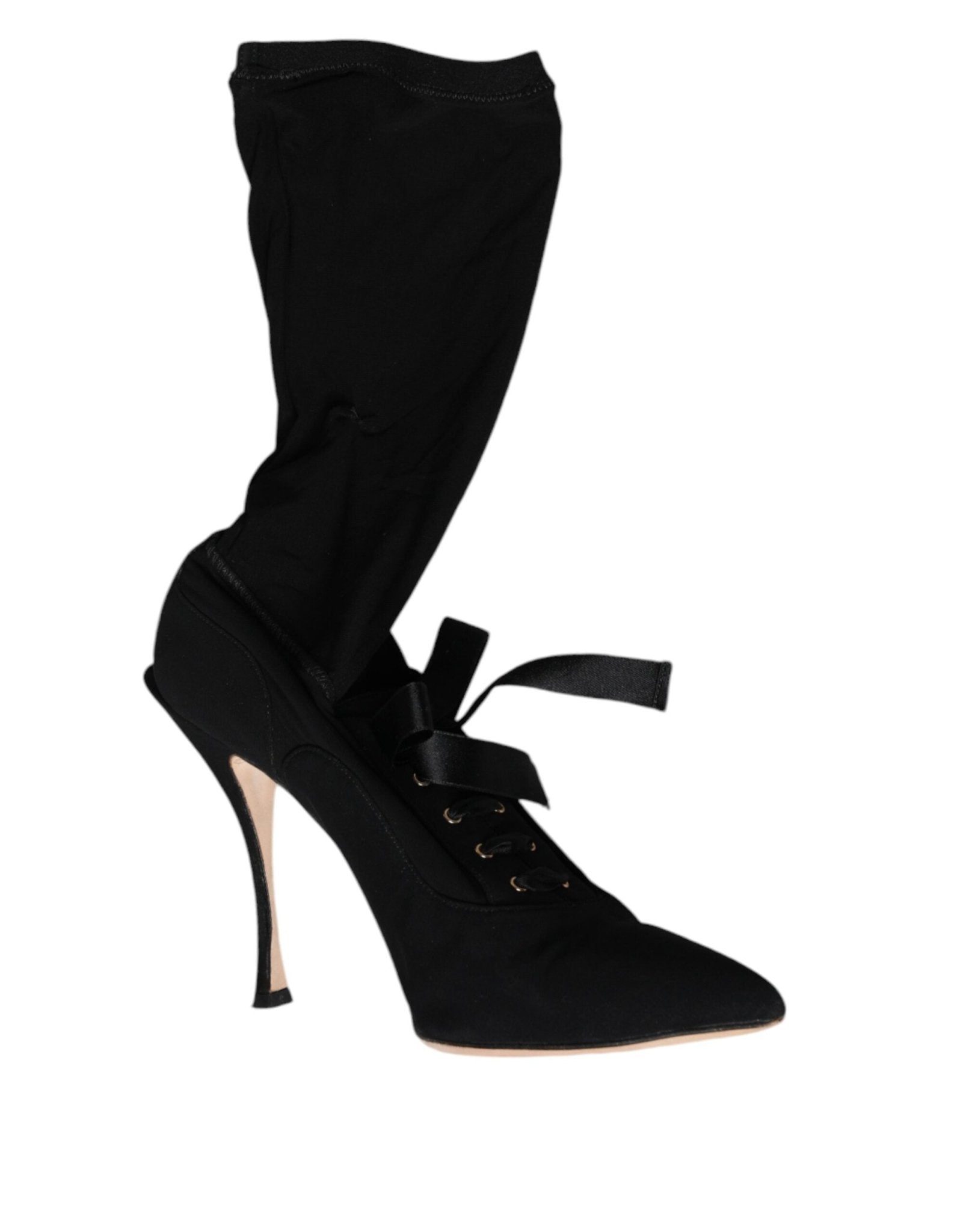 Dolce & Gabbana Black Stiletto Heels Mid Calf Boots Shoes - RIMODA