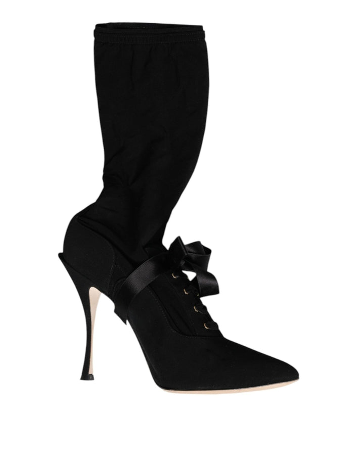 Dolce & Gabbana Black Stiletto Heels Mid Calf Boots Shoes - RIMODA