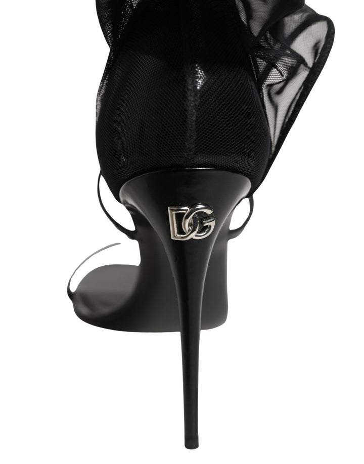 Dolce & Gabbana Black Stiletto Sandals Socks High Boots Shoes - RIMODA