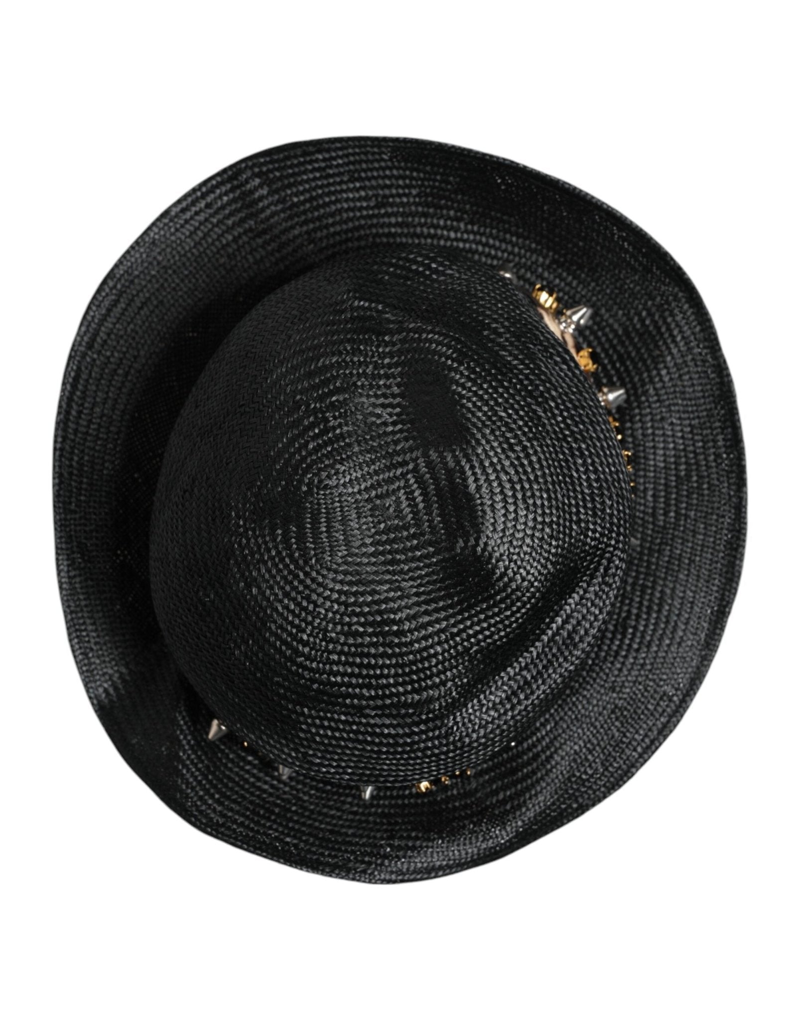 Dolce & Gabbana Black Straw Crystal Embellished Wide Brim Hat - RIMODA