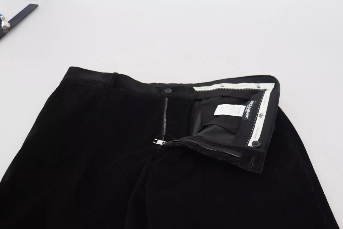 Dolce & Gabbana Black Stretch Cotton Slim Trousers Chino Pants - RIMODA