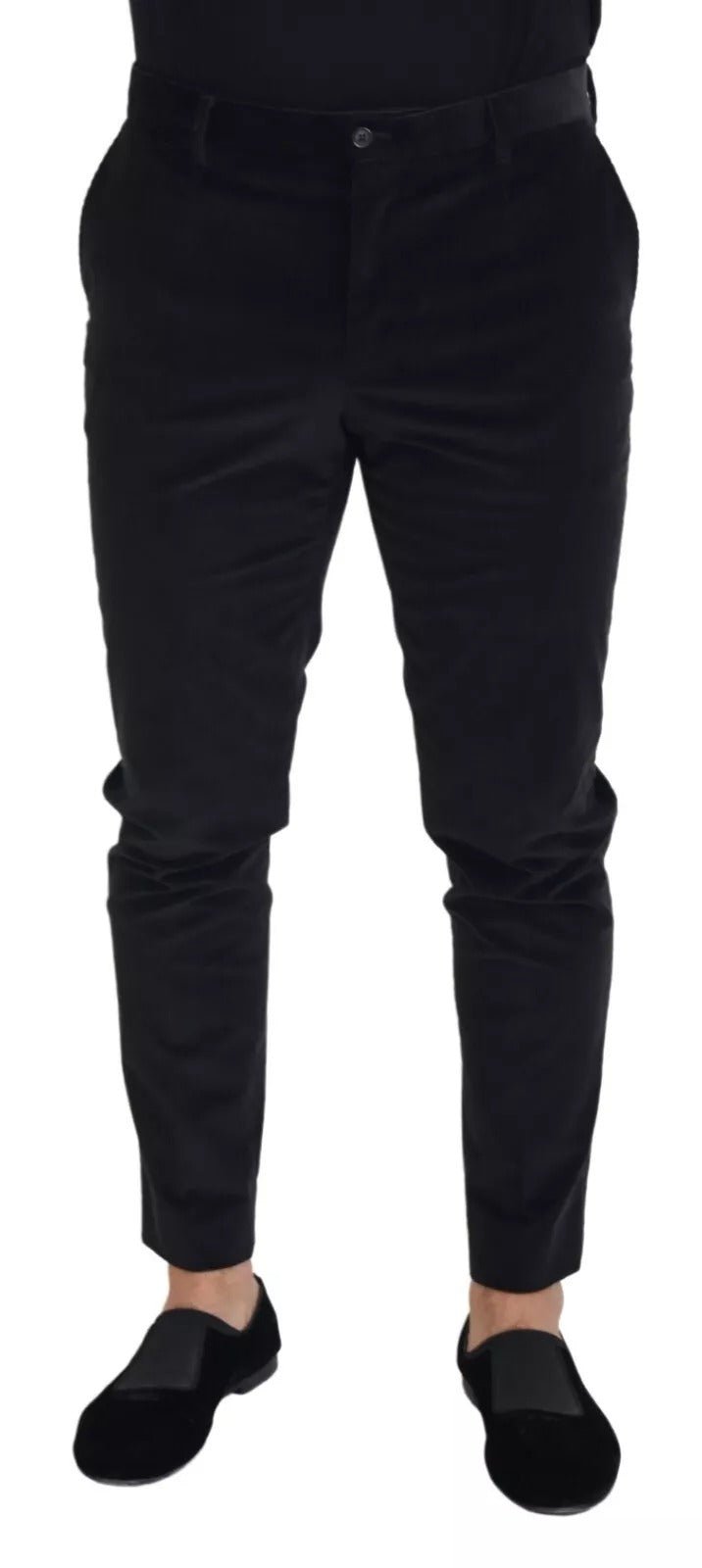 Dolce & Gabbana Black Stretch Cotton Slim Trousers Chino Pants - RIMODA