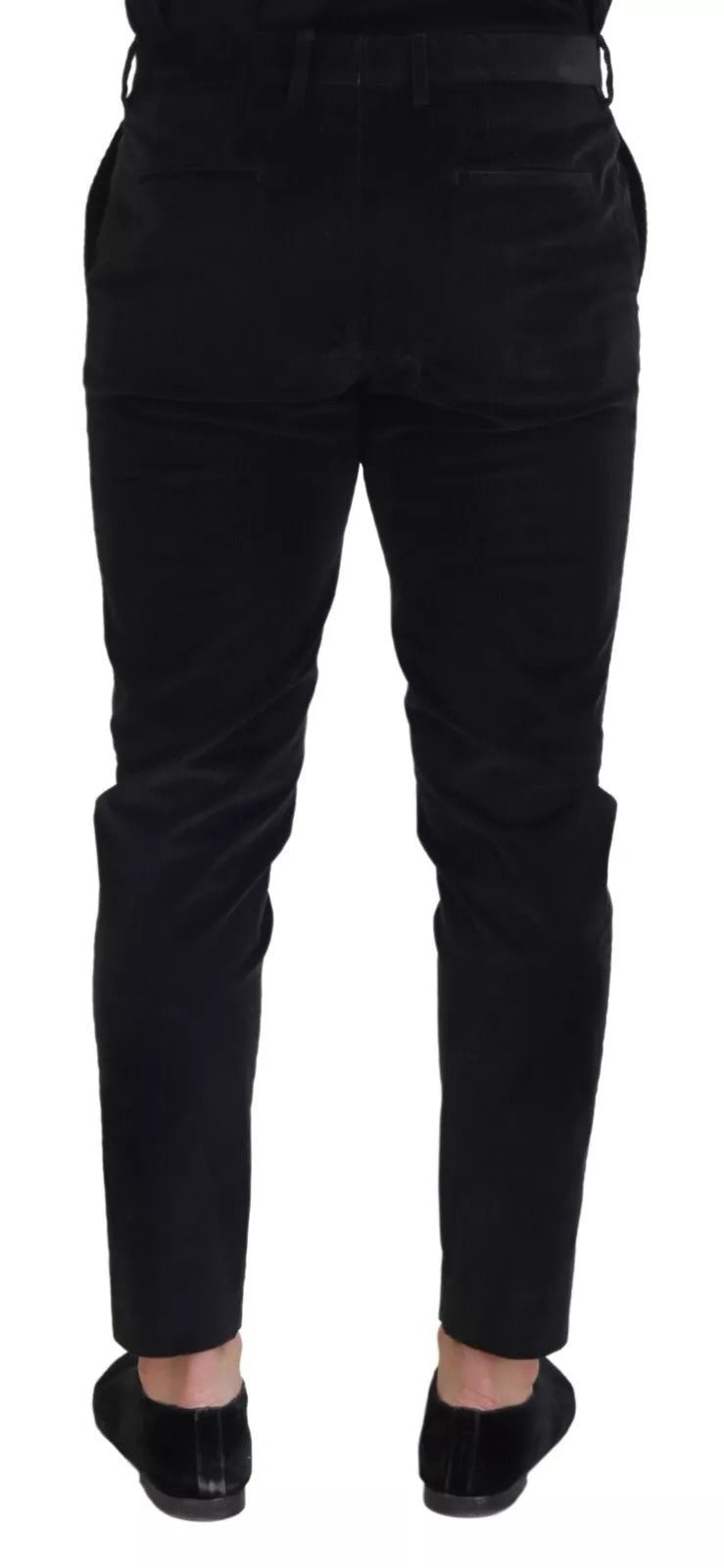 Dolce & Gabbana Black Stretch Cotton Slim Trousers Chino Pants - RIMODA