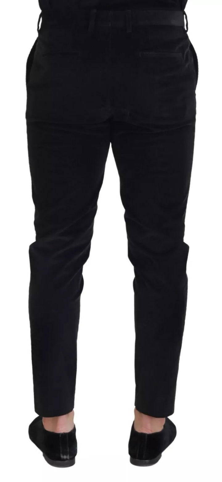 Dolce & Gabbana Black Stretch Cotton Slim Trousers Chino Pants - RIMODA