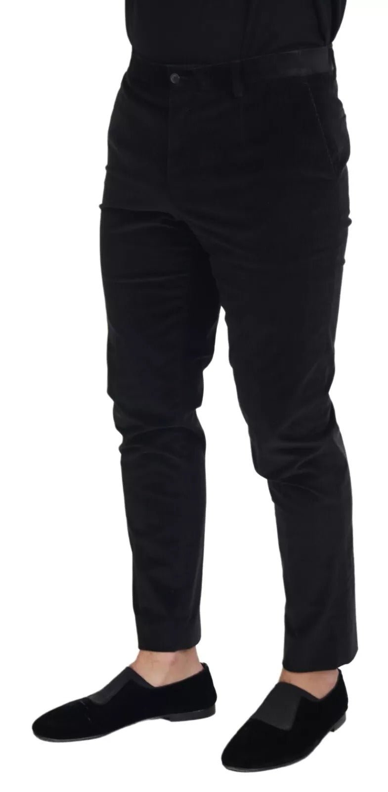 Dolce & Gabbana Black Stretch Cotton Slim Trousers Chino Pants - RIMODA