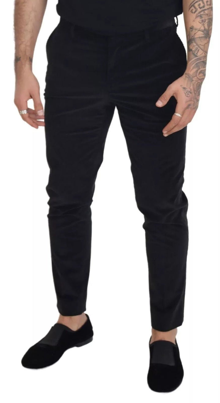Dolce & Gabbana Black Stretch Cotton Slim Trousers Chino Pants - RIMODA