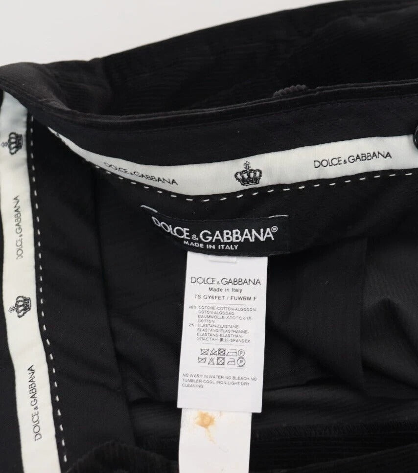 Dolce & Gabbana Black Stretch Cotton Slim Trousers Chino Pants - RIMODA