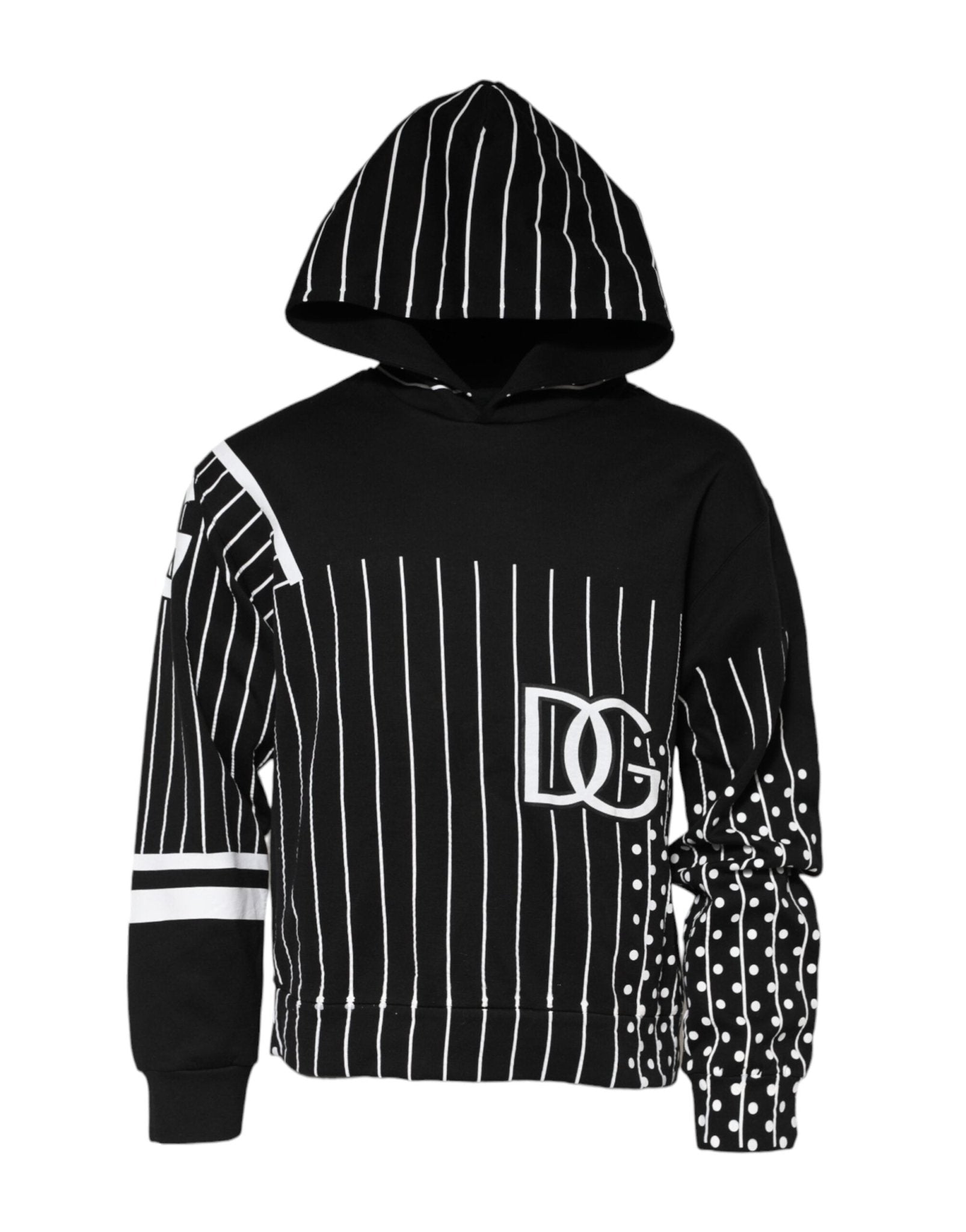 Dolce & Gabbana Black Stripes Hooded Men Sweatshirt Sweater - RIMODA