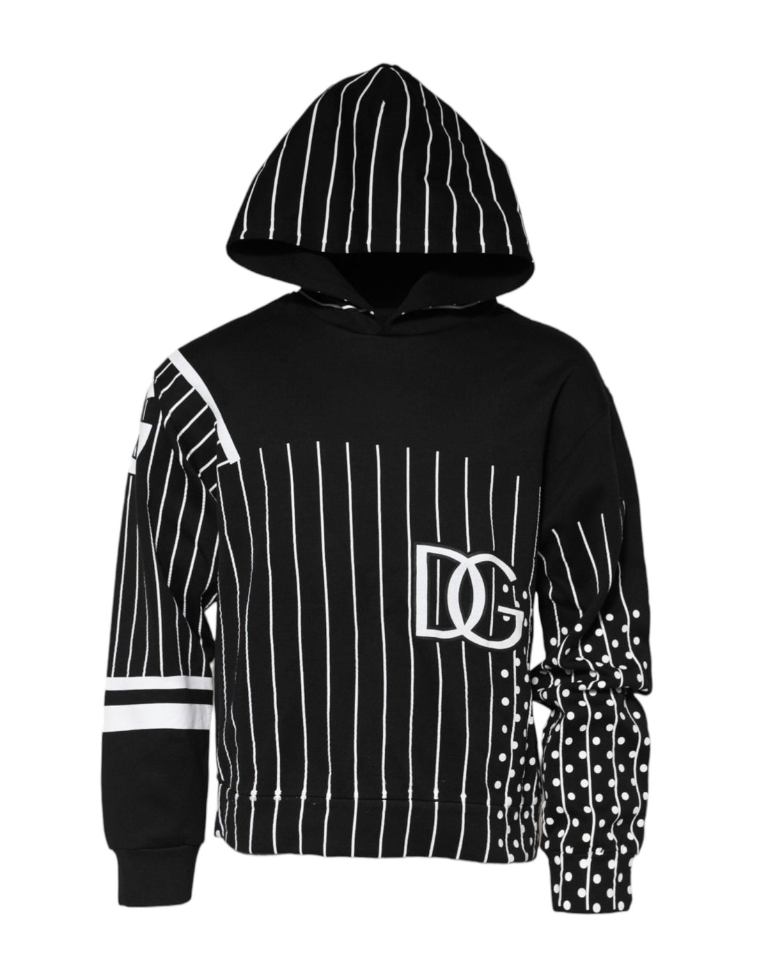 Dolce & Gabbana Black Stripes Hooded Men Sweatshirt Sweater - RIMODA