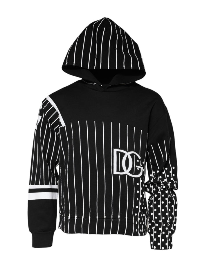 Dolce & Gabbana Black Stripes Hooded Men Sweatshirt Sweater - RIMODA