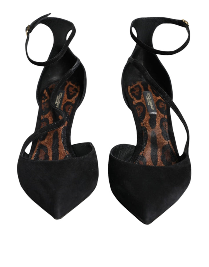 Dolce & Gabbana Black Suede Ankle Strap Heels Pumps Shoes - RIMODA