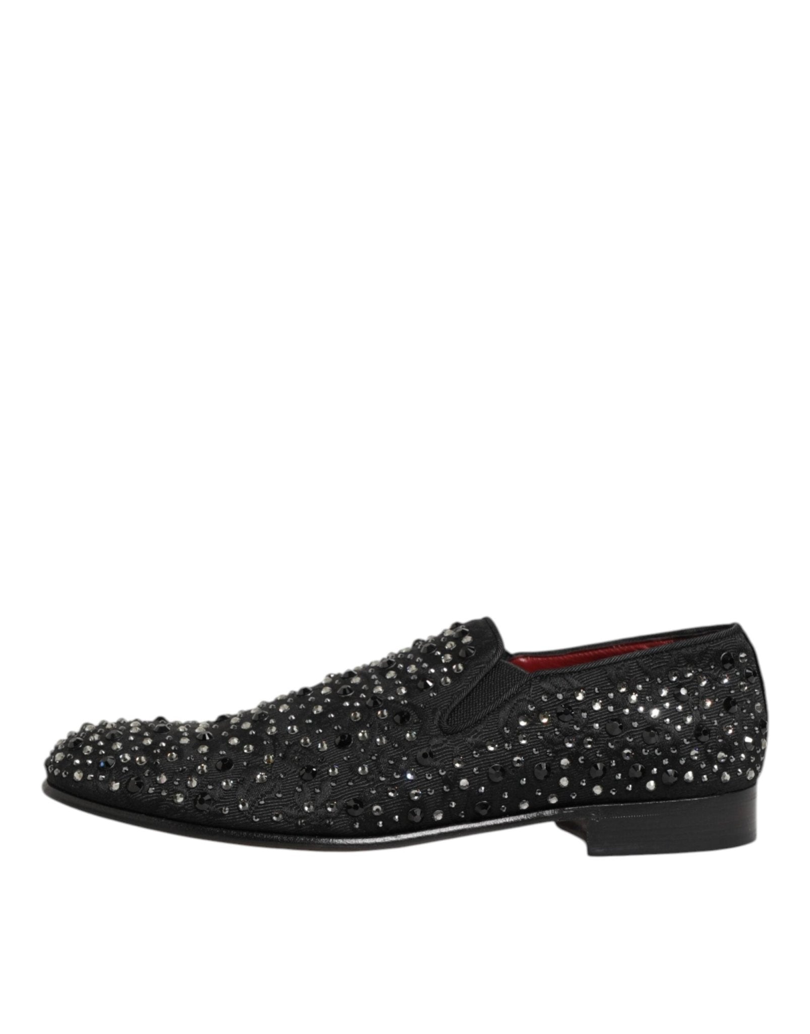 Dolce & Gabbana Black Suede Crystal Embellished Loafer Shoes - RIMODA