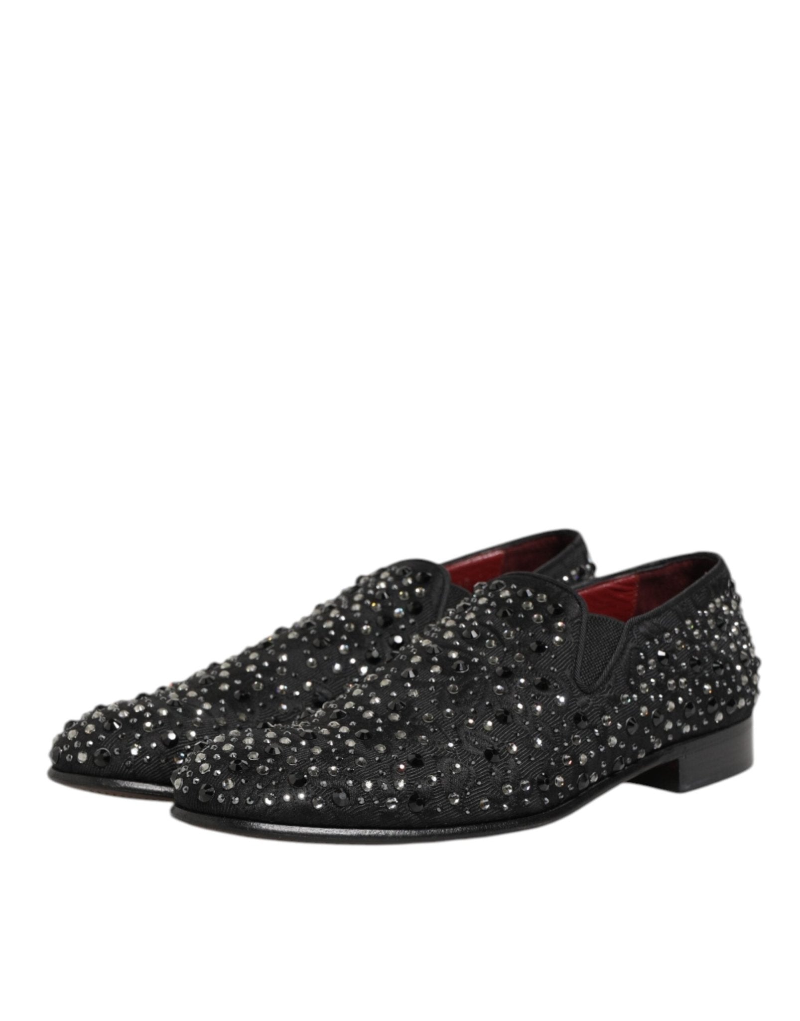 Dolce & Gabbana Black Suede Crystal Embellished Loafer Shoes - RIMODA