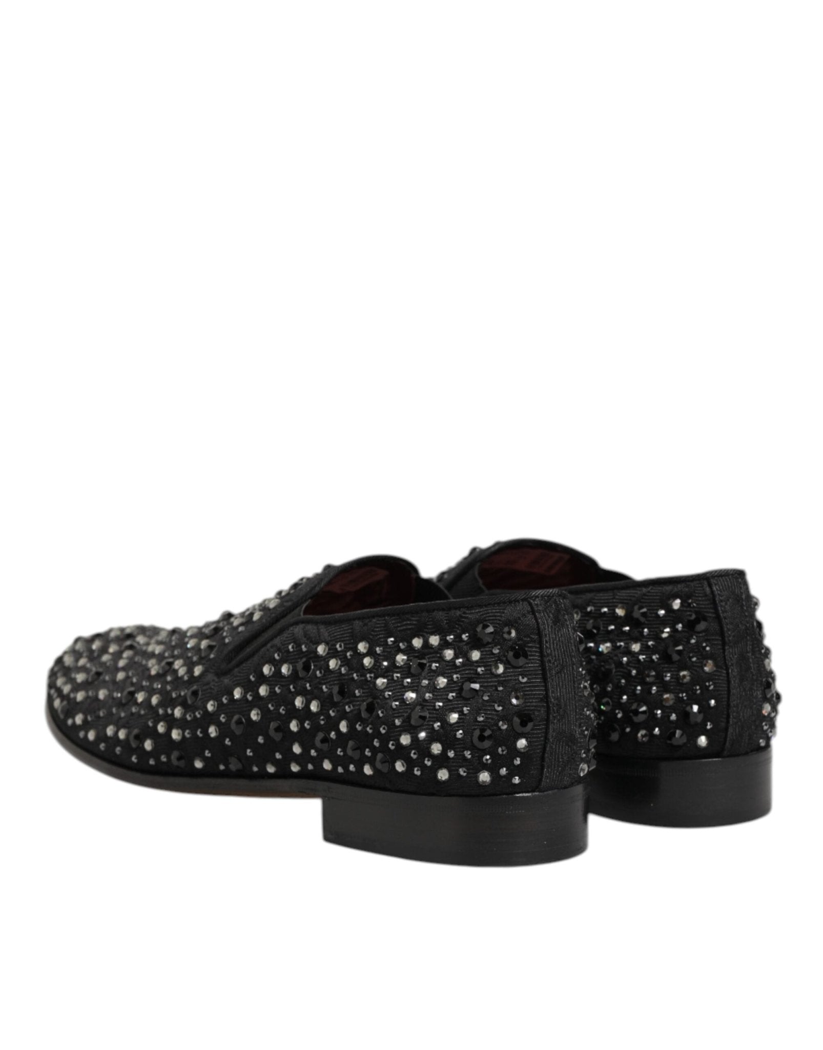 Dolce & Gabbana Black Suede Crystal Embellished Loafer Shoes - RIMODA
