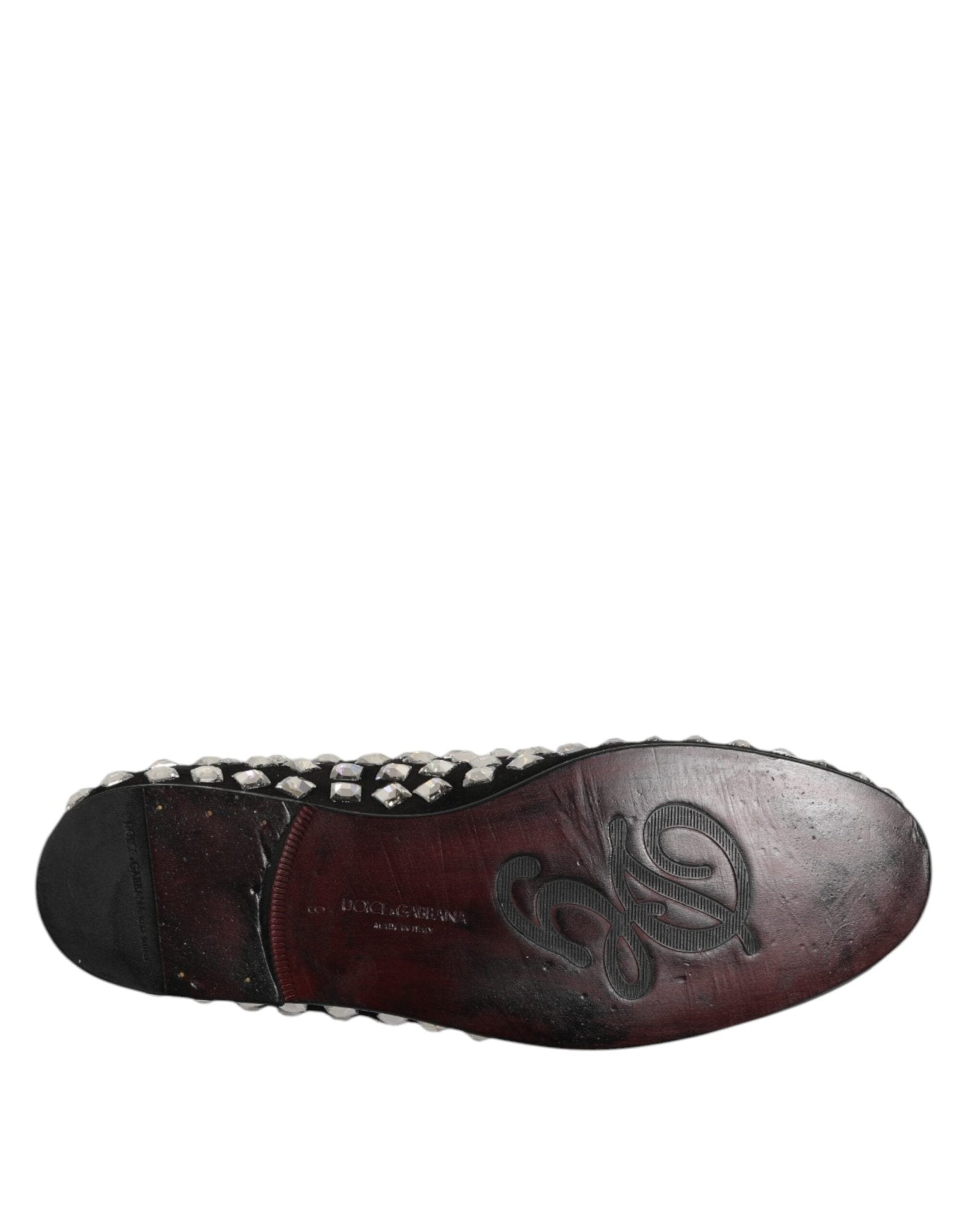 Dolce & Gabbana Black Suede Crystals Loafers Men Dress Shoes - RIMODA