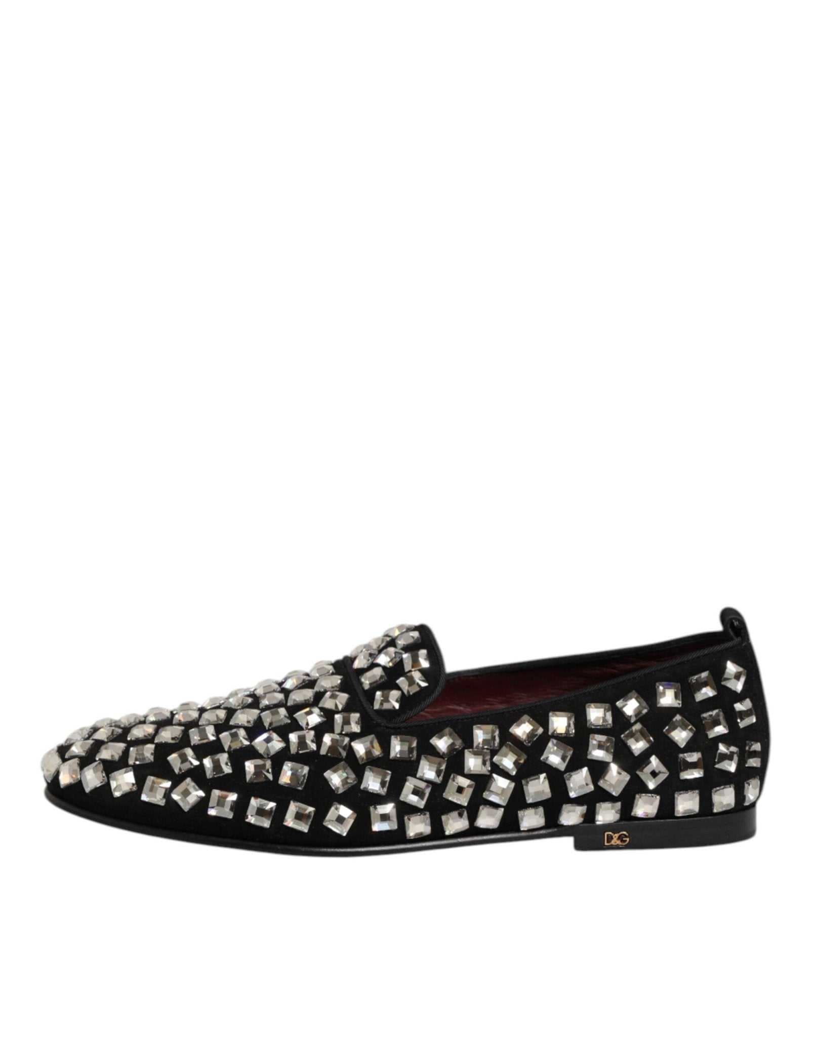 Dolce & Gabbana Black Suede Crystals Loafers Men Dress Shoes - RIMODA