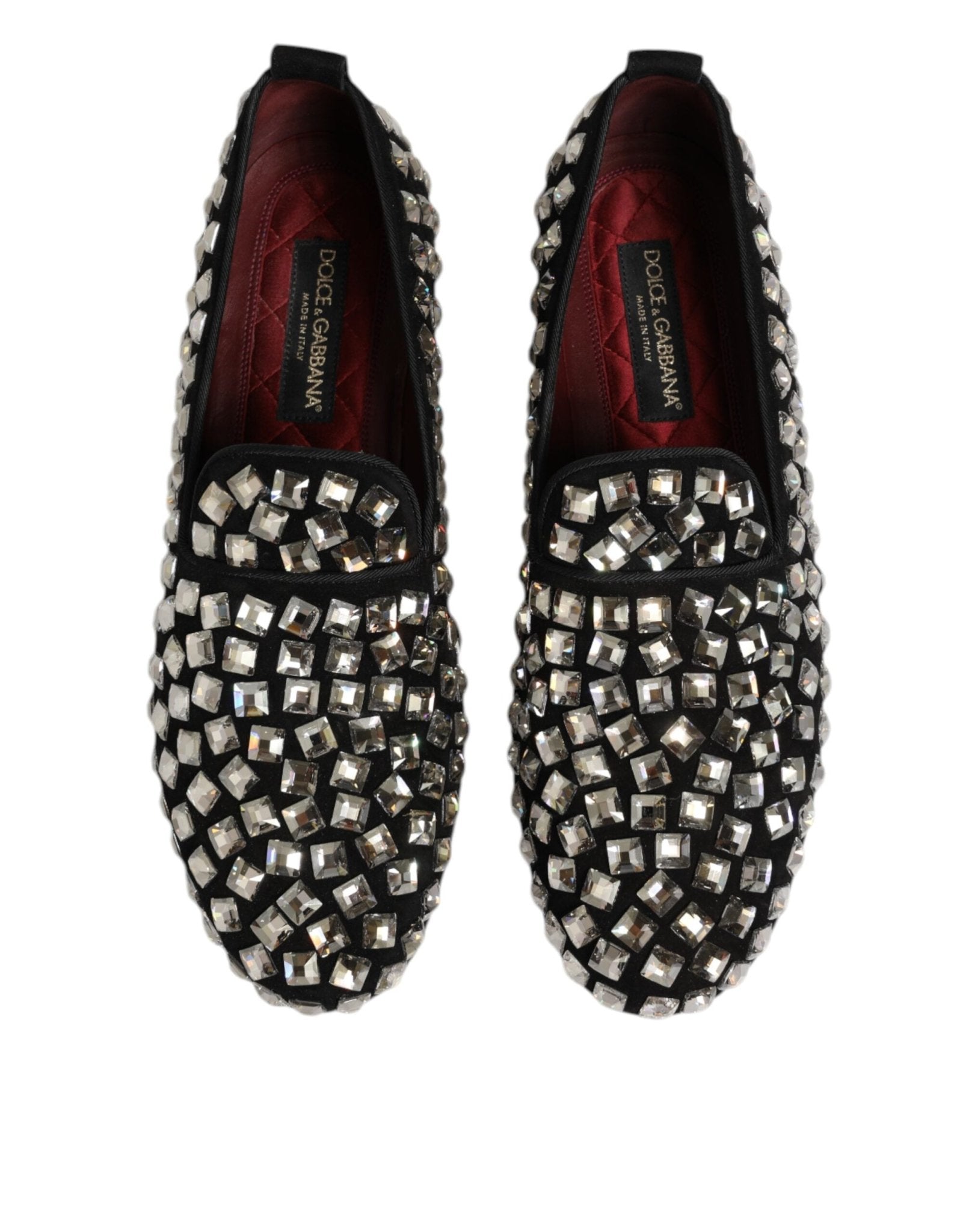 Dolce & Gabbana Black Suede Crystals Loafers Men Dress Shoes - RIMODA