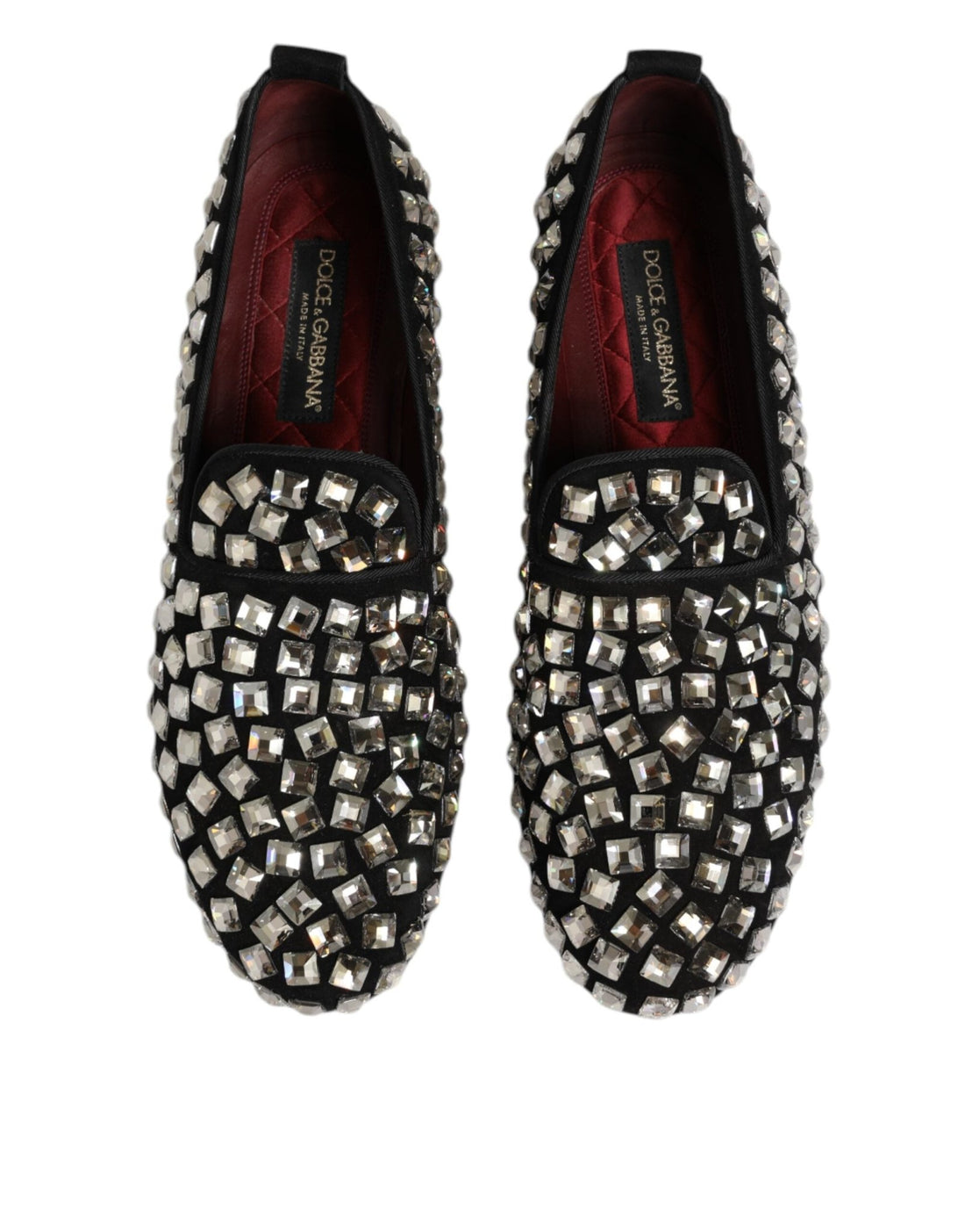 Dolce & Gabbana Black Suede Crystals Loafers Men Dress Shoes - RIMODA