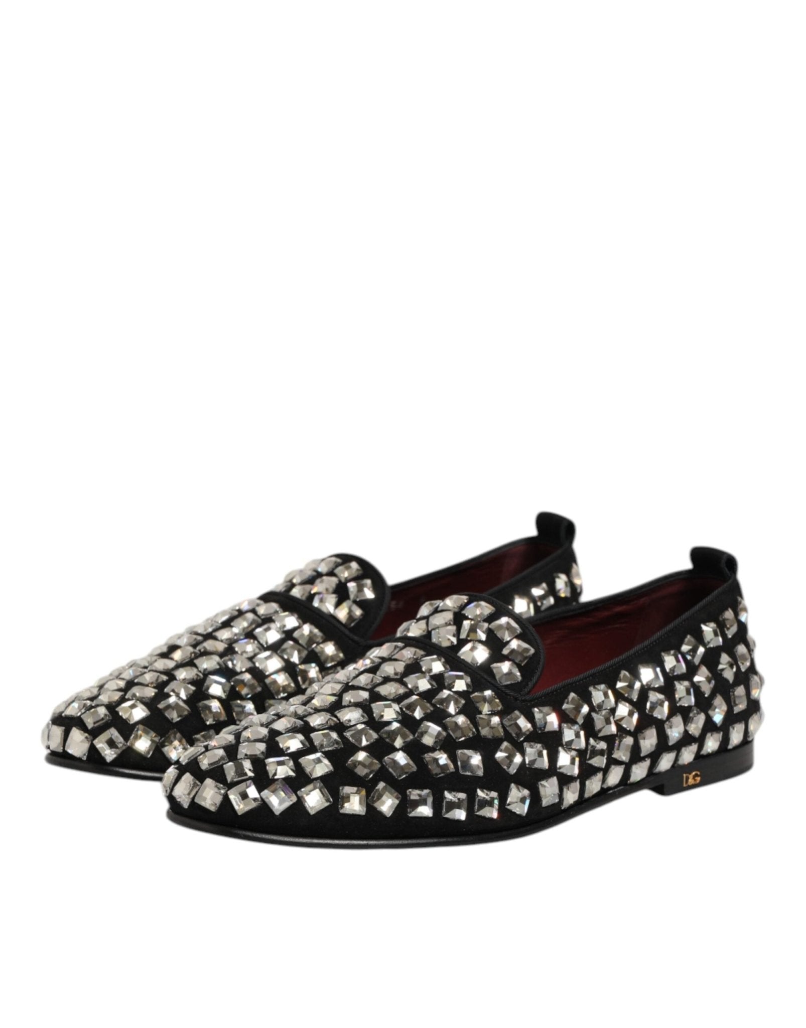 Dolce & Gabbana Black Suede Crystals Loafers Men Dress Shoes - RIMODA