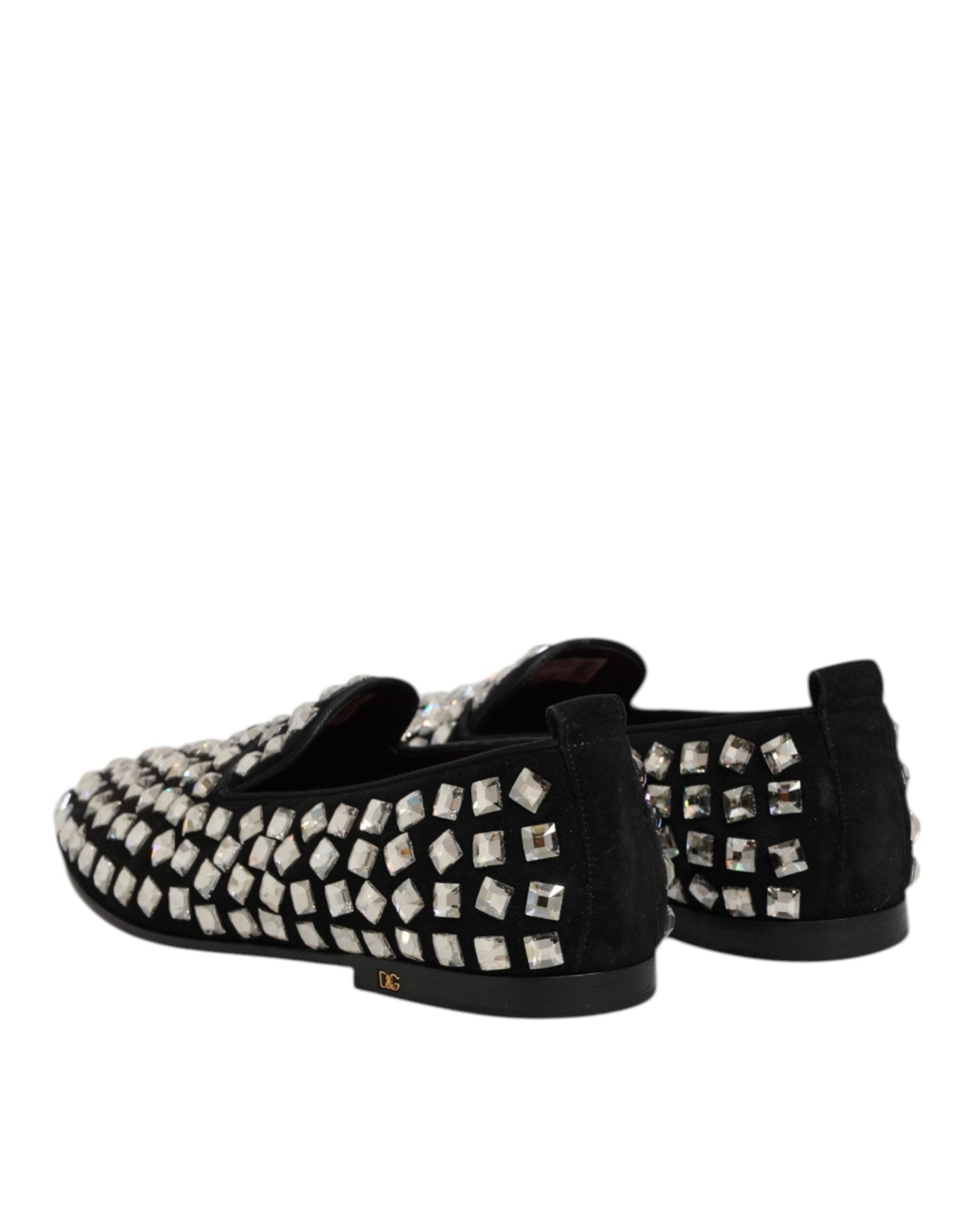 Dolce & Gabbana Black Suede Crystals Loafers Men Dress Shoes - RIMODA