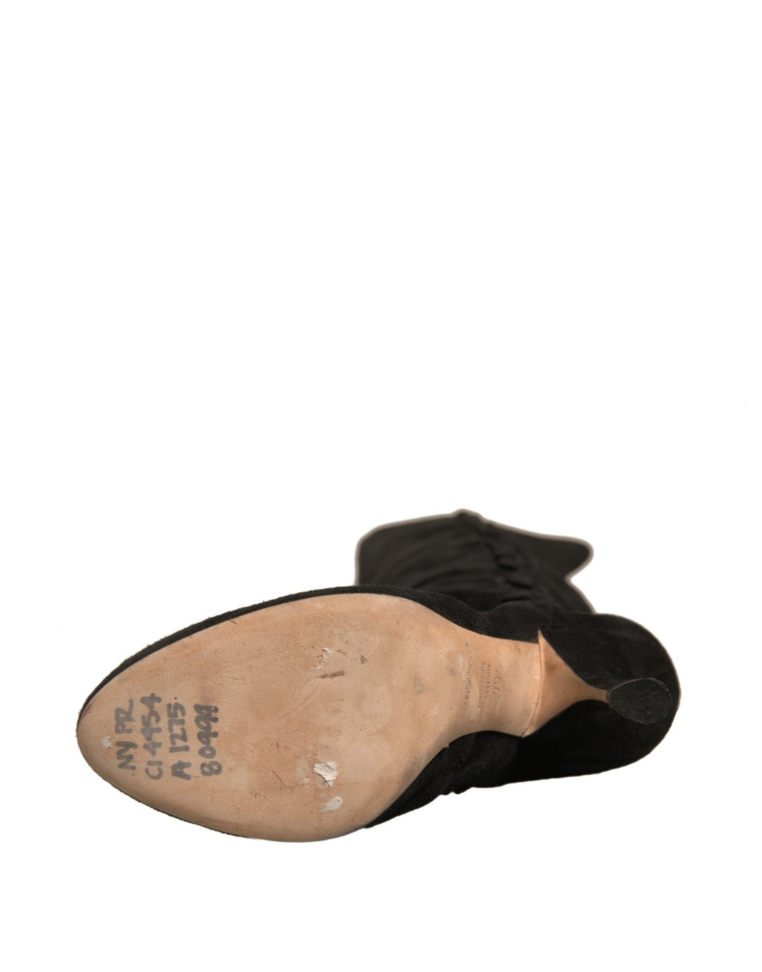 Dolce & Gabbana Black Suede Heels Knee High Boots Shoes - RIMODA