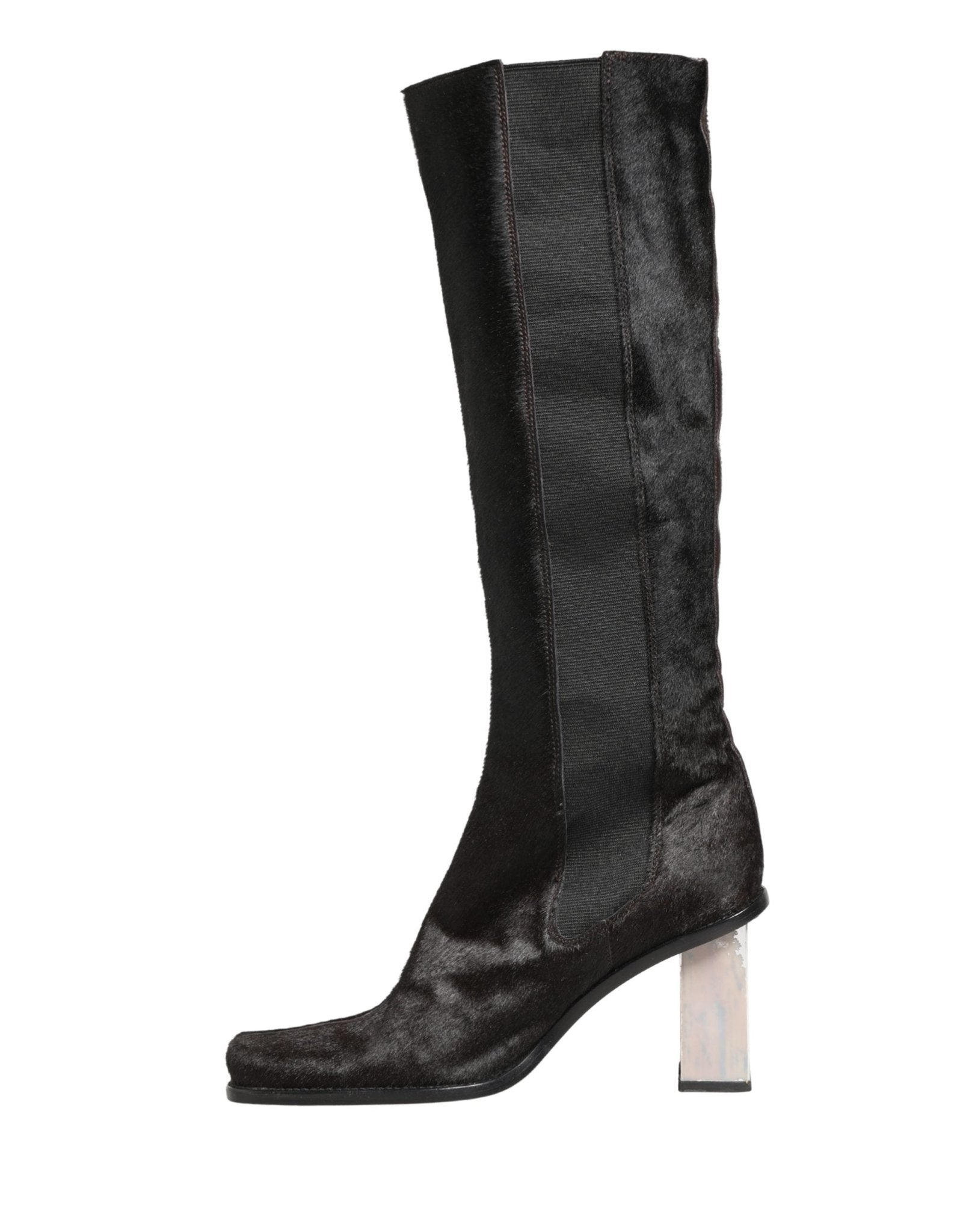 Dolce & Gabbana Black Suede Leather Knee High Boots Shoes - RIMODA
