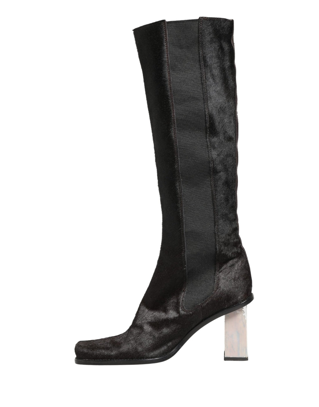 Dolce & Gabbana Black Suede Leather Knee High Boots Shoes - RIMODA