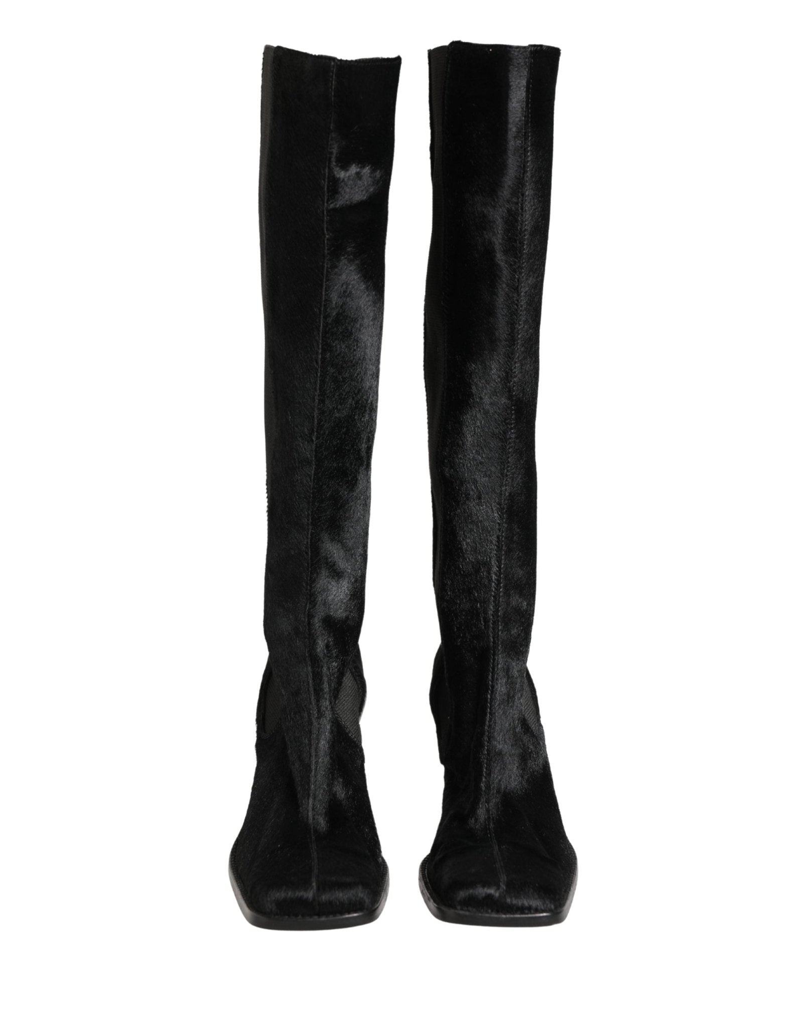 Dolce & Gabbana Black Suede Leather Knee High Boots Shoes - RIMODA
