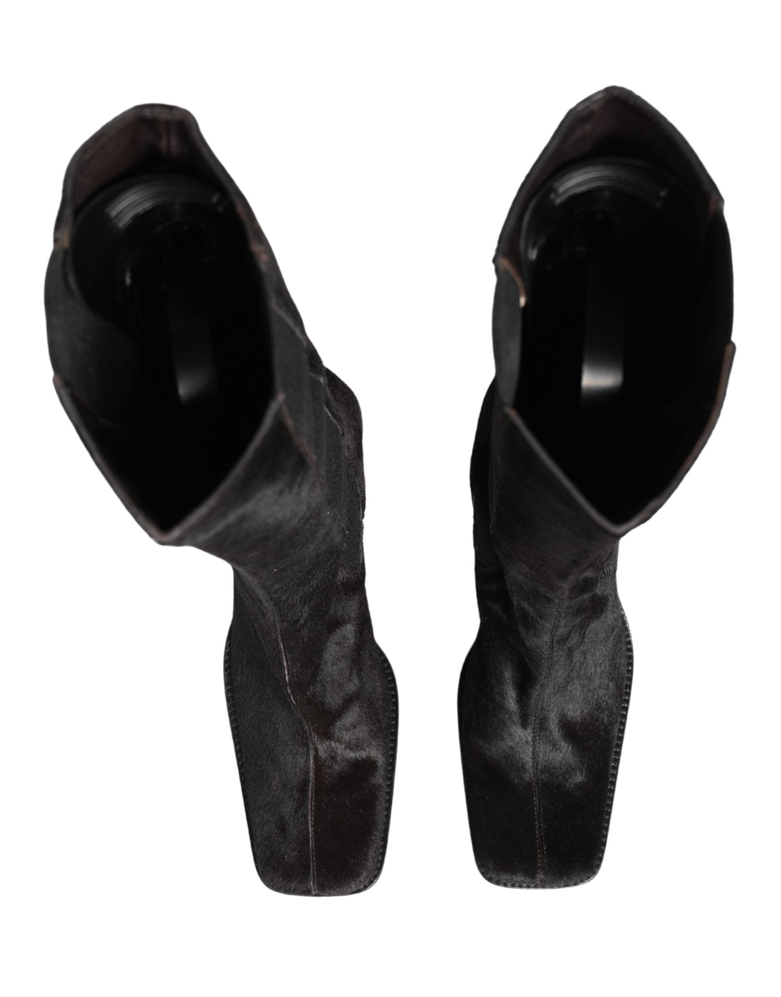 Dolce & Gabbana Black Suede Leather Knee High Boots Shoes - RIMODA