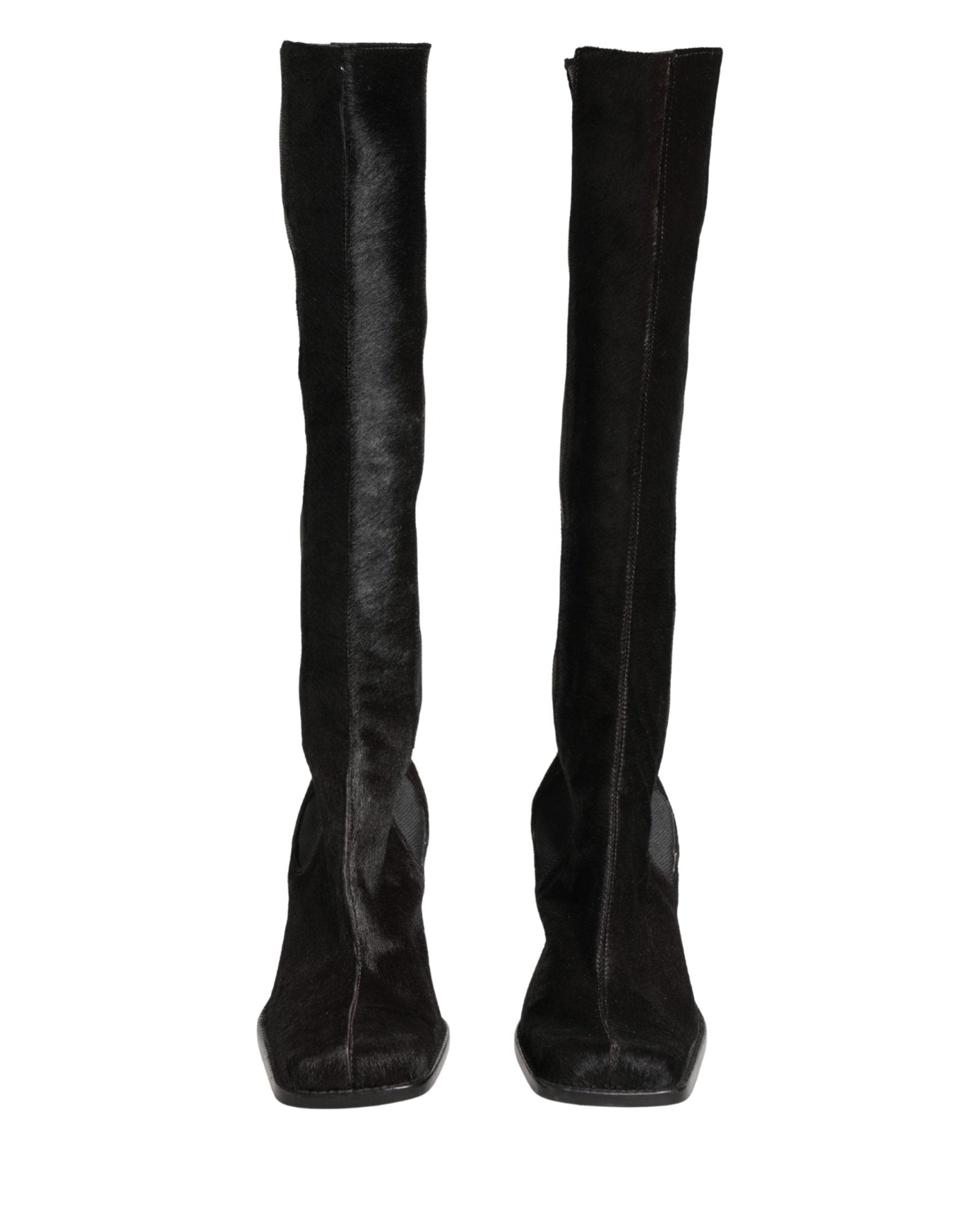 Dolce & Gabbana Black Suede Leather Knee High Boots Shoes - RIMODA