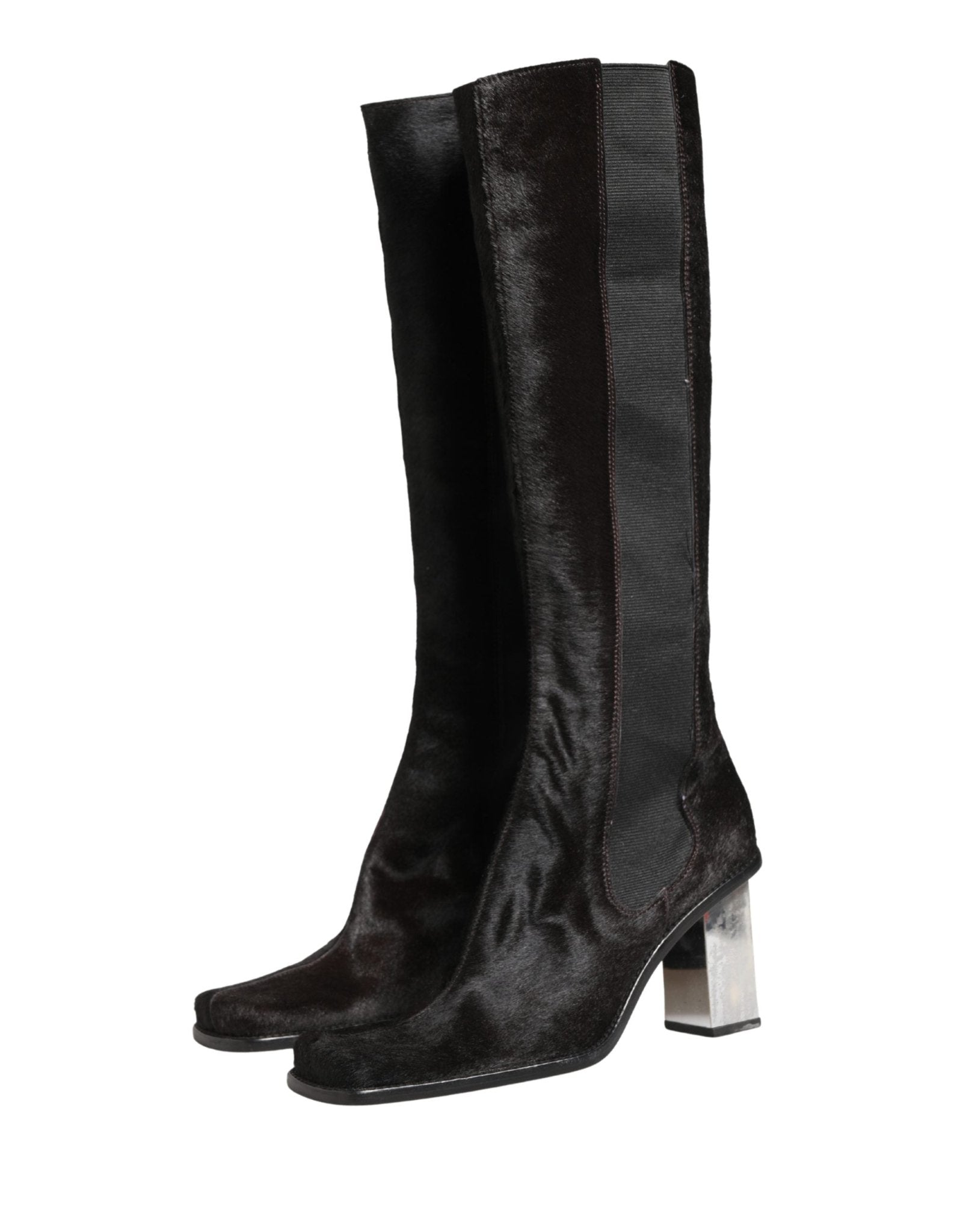 Dolce & Gabbana Black Suede Leather Knee High Boots Shoes - RIMODA