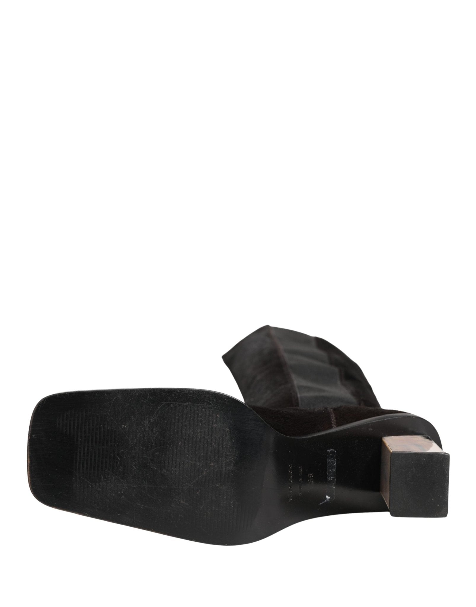 Dolce & Gabbana Black Suede Leather Knee High Boots Shoes - RIMODA