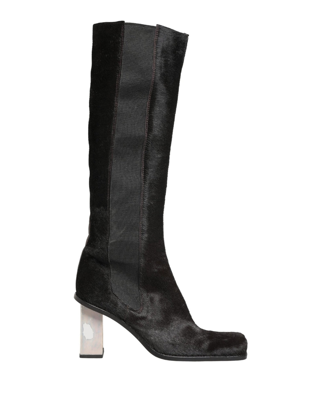 Dolce & Gabbana Black Suede Leather Knee High Boots Shoes - RIMODA