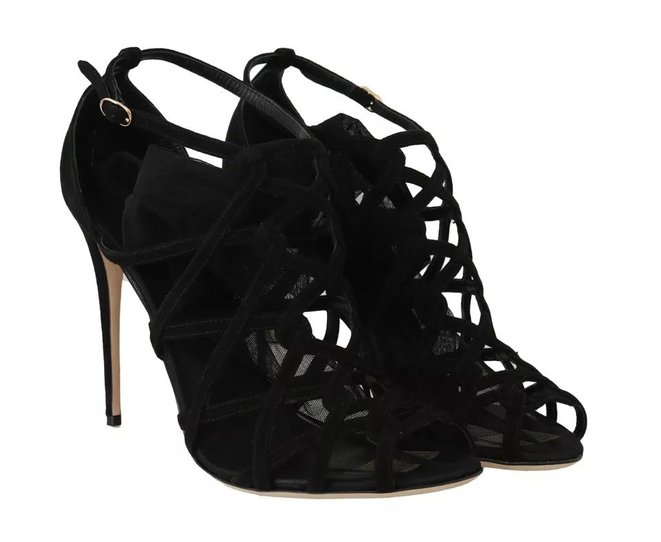 Dolce & Gabbana Black Suede Stilettos Booties Socks Shoes - RIMODA