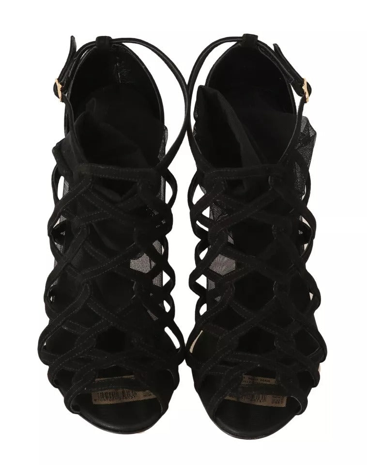 Dolce & Gabbana Black Suede Stilettos Booties Socks Shoes - RIMODA