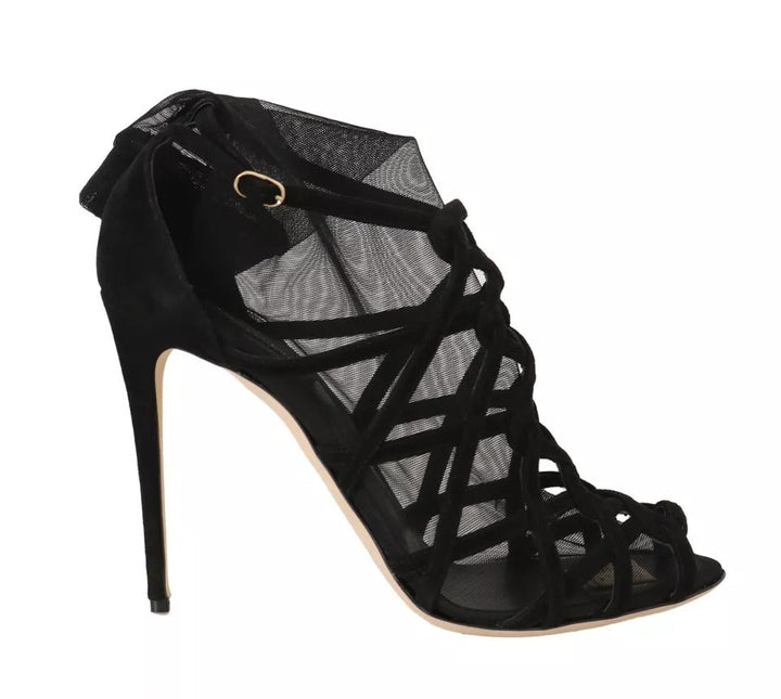 Dolce & Gabbana Black Suede Stilettos Booties Socks Shoes - RIMODA
