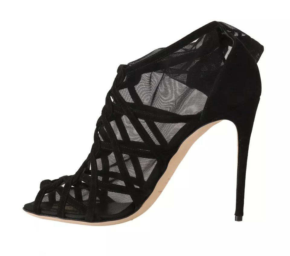 Dolce & Gabbana Black Suede Stilettos Booties Socks Shoes - RIMODA
