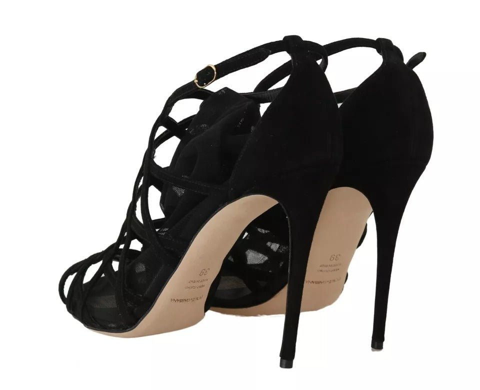 Dolce & Gabbana Black Suede Stilettos Booties Socks Shoes - RIMODA