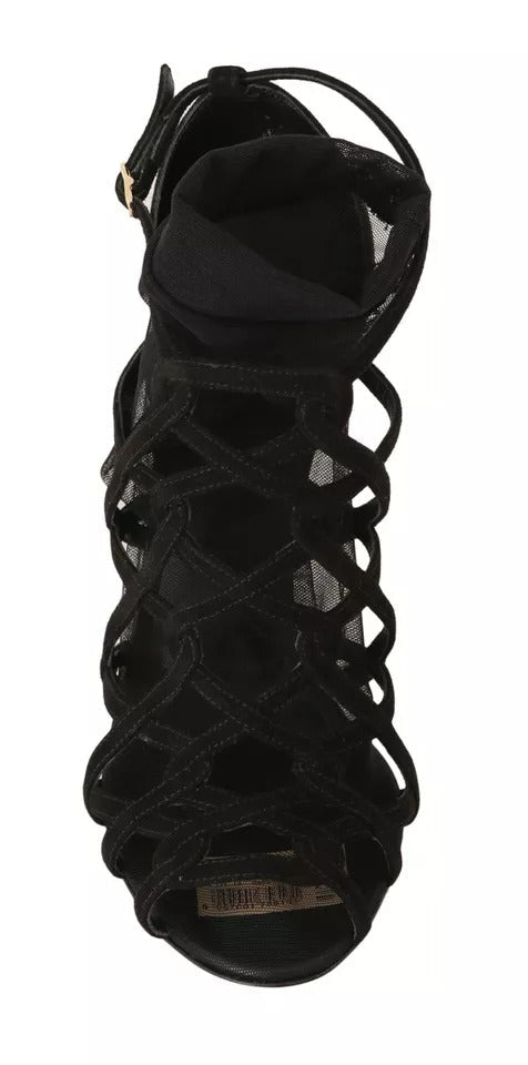 Dolce & Gabbana Black Suede Stilettos Booties Socks Shoes - RIMODA