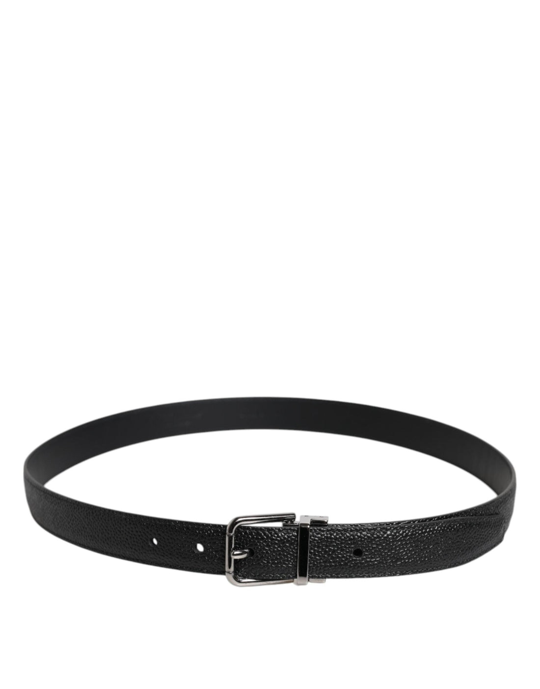 Dolce & Gabbana Black Textured Leather Silver Metal Buckle Men Belt - RIMODA