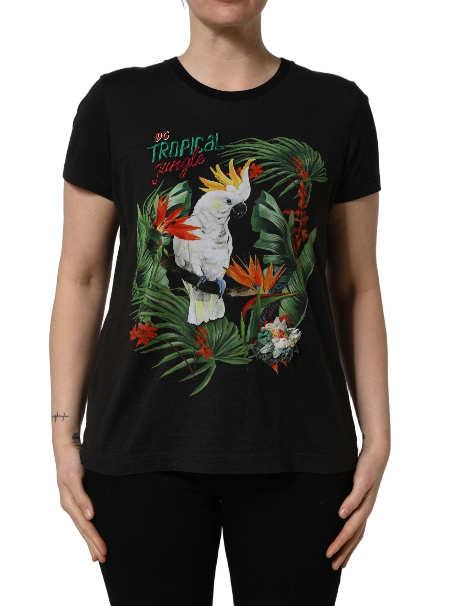 Dolce & Gabbana Black Tropical Jungle Round Neck T-shirt - RIMODA