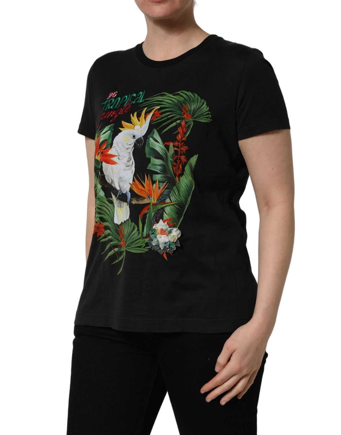 Dolce & Gabbana Black Tropical Jungle Round Neck T-shirt - RIMODA