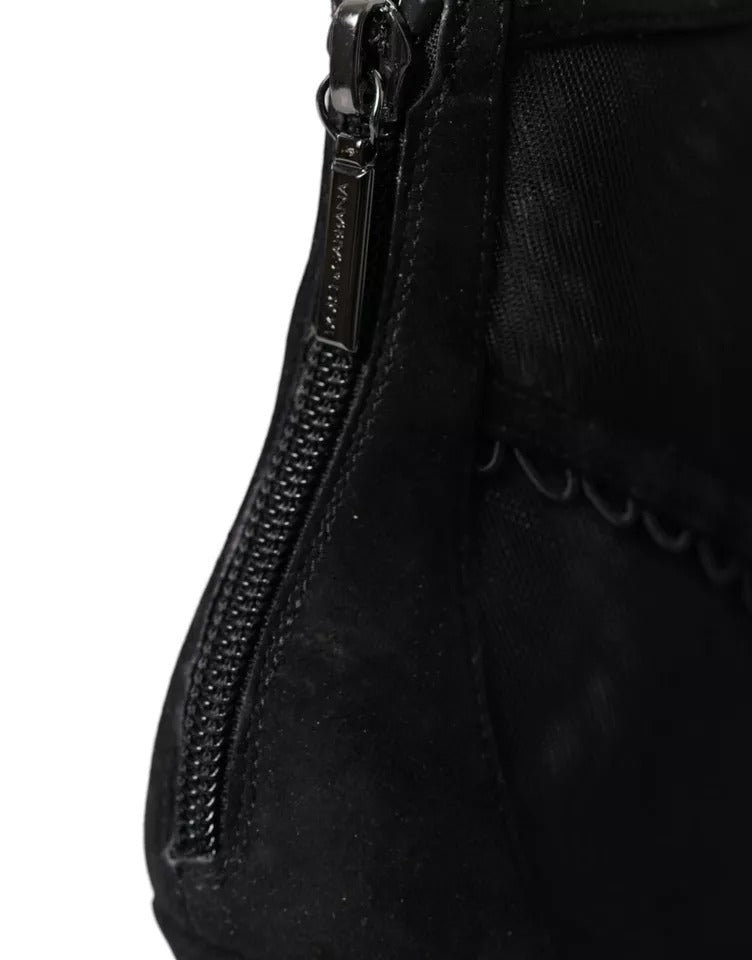 Dolce & Gabbana Black Tulle Stiletto Heels Short Boots Shoes - RIMODA